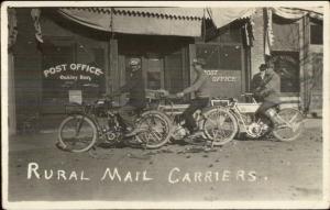 Oakley KS Motorcycle Rural Mail Carriers & Post Office Real Photo Postcard dcn