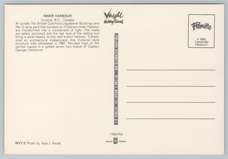 Transportation~Inner Harbor Victoria BC Canada~Continental Postcard