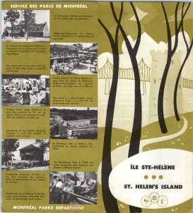 c1950s Montreal, Quebec, Canada St. Helens Island French Brochure Map Parks 8A