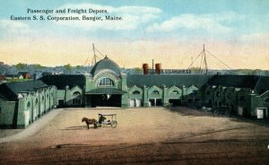 c1910 Eastern Steamship Co. Docks Depot Bangor, Maine Vintage Postcard P144