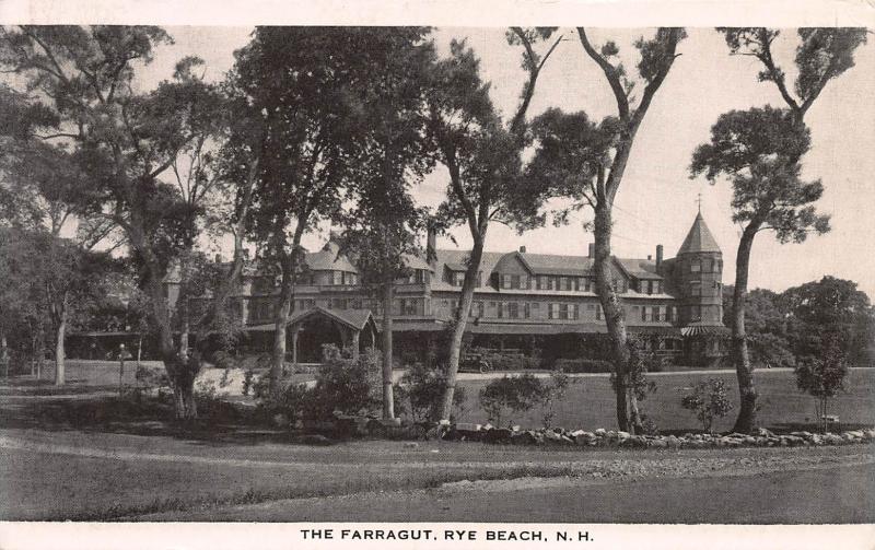 The Farragut, Rye Beach, New Hampshire, Early Postcard, Unused