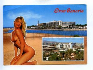 196045 SPAIN Gran Canaria Semi-nude girl LIGHTHOUSE old RPPC