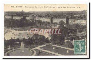 Paris (1) Old Postcard Panorama of the Tuileries Garden and Rue de Rivoli