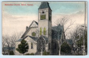 BELOIT, Kansas KS ~ Handcolored METHODIST CHURCH Mitchell County 1911 Postcard