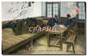 Postcard Old Army Infantry Interior police station