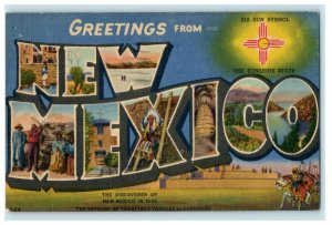 1955 Greetings From New Mexico Las Cruces Large Letter Spell Out Postcard 