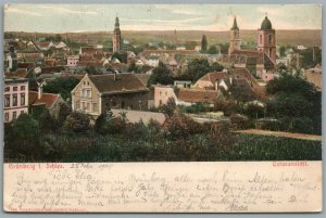 POLAND ZIELONA GORA BIRDS EYE VIEW ANTIQUE POSTCARD