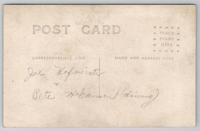 RPPC Two Handsome Men Studio Photo Automobile Denver Pennant  Postcard V21