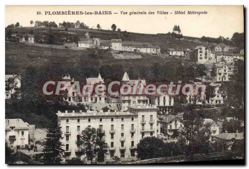 Old Postcard Plombieres les Bains General view villas Hotel Metropole