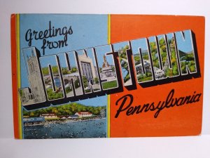 Greeting From Johnstown Large Letter Postcard Pennsylvania Linen Kropp Unused