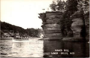 Real Photo Postcard The White Eagle Boat at Hawk's Bill in Lower Dells Wisconsin