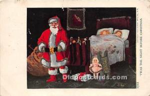 Santa Claus Christmas Unused tear top edge, glitter on card, crease right edge