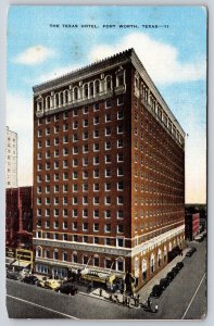 Fort Worth Texas~Birds Eye Texas Hotel~EC Kropp Vintage Linen Postcard