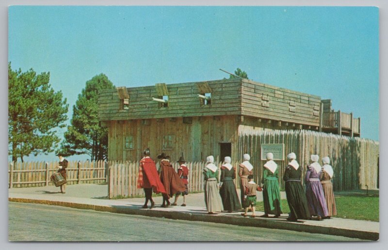 Plymouth Massachusetts~First Fort Meeting House Of Pilgrims~Vintage Postcard 