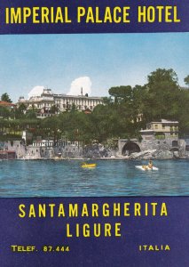 Italy Santamargherita Imperial Palace Hotel Vintage Luggage Label sk1979