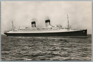 FRENCH LINE SHIP ILE DE FRANCE TRANSATLANTIQUE ANTIQUE REAL PHOTO POSTCARD RPPC