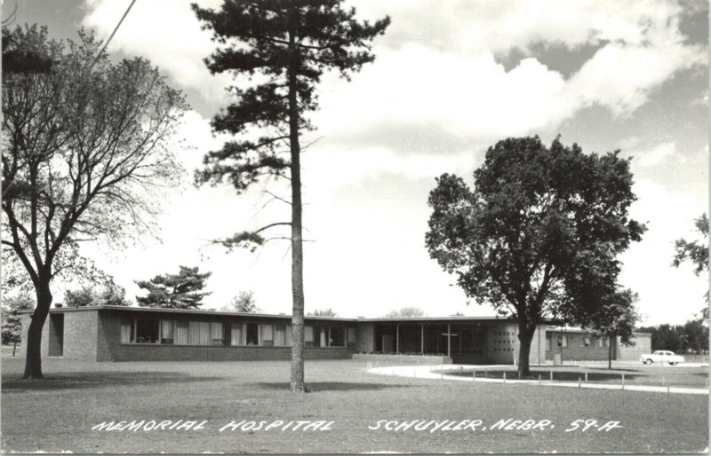 Real Photo Postcard Memorial Hospital in Schuyler, Nebraska 