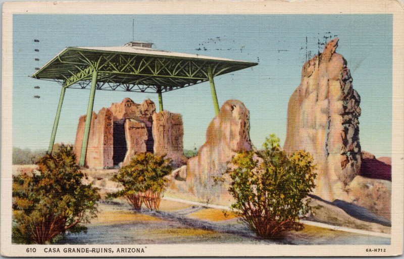 Casa Grande Ruins Arizona AZ c1936 Postcard F14