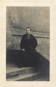 Religious figure abbot vintage photo postcard France 