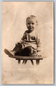 RPPC Real Photo Postcard - Young Boy - Jackson, Michigan - Studio Photo - c1910