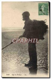 Postcard Old type Fisherman Fishing Folklore