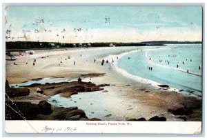 1906 Bathing Beach Tourist Shed Resort Stone Woman Prouts Neck Maine ME Postcard