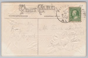 Greeting~Birds & Pansies Wishing A Happy Birthday~Vintage Postcard 