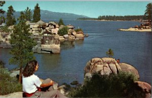 Big Bear Lake in the San Bernardino Mountains California Union Oil Postcard