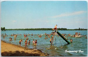 VINTAGE POSTCARD SLIDE SWIMMING FUN AT EAU CLAIRE WISCONSIN 1960s