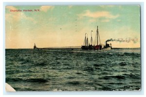 Charlotte Harbor Sailboat New York City NY 1914 Postcard Vintage Antique  
