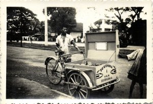 indonesia, JAVA SURABAIA, Veronika Ice Cream Seller Cargo Bike 1940s Real Photo