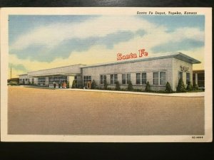 Vintage Postcard>1950>Santa Fe Depot>Topeka>Kansas