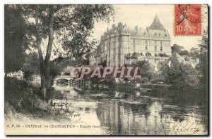 Old Postcard Chateau of Chateaudun West Facade Fisherman Fishing