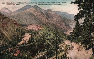 Vintage Postcard 1921 High Drive Williams Canon Silver Cascades Colorado Springs