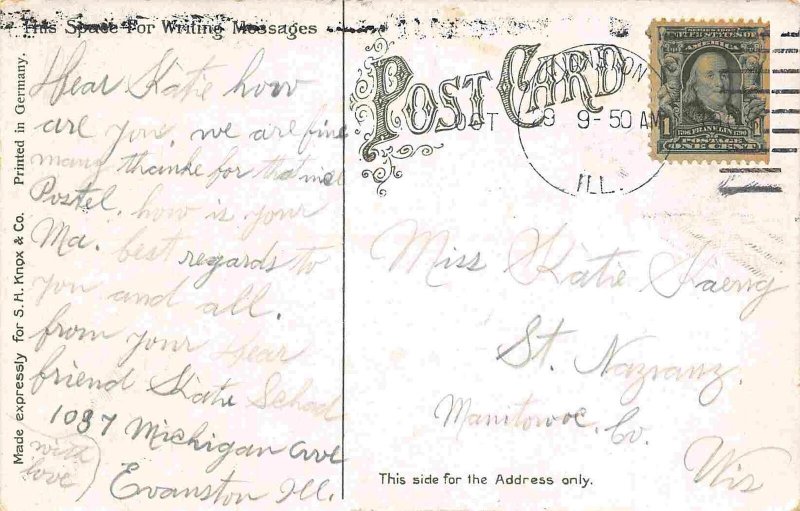 Country Club Evanston Illinois 1908 postcard