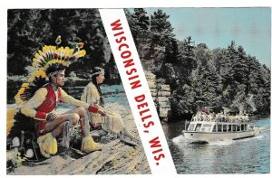 Indian Pageantry, Scenic Boat Trip, Wisconsin Dells, Wisconsin, 1977 Postcard
