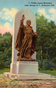 New York Lake George Father Joques Monument 1948 Curteich