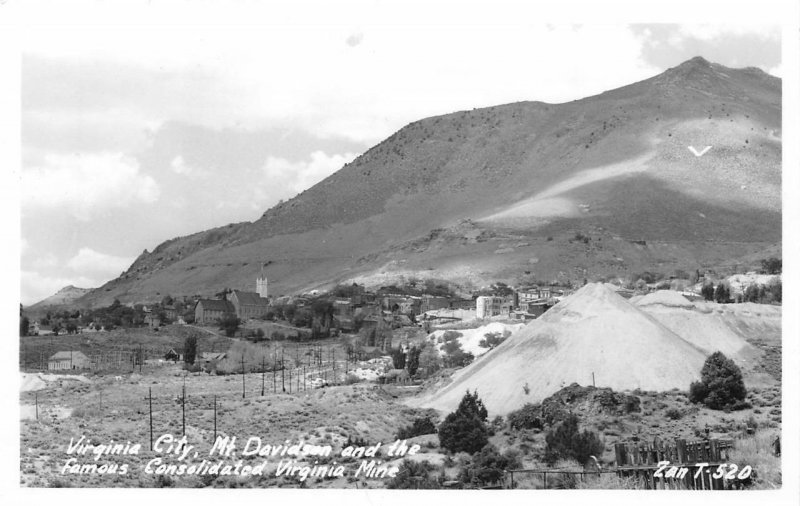 RPPC VIRGINIA CITY, NV Mt Davidson Consolidated Mine c1950s Zan Vintage Postcard