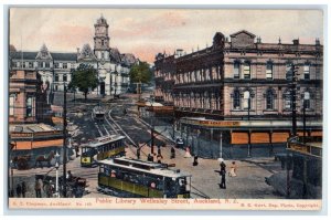 c1910 Public Library Wellesley Street Auckland New Zealand Antique Postcard