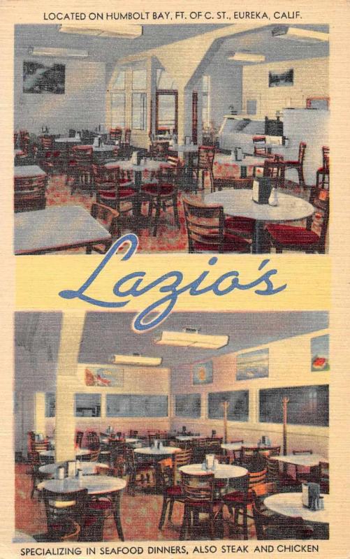 Eureka California Lazio's Sea Food Restaurant Humboldt County Postcard J70292