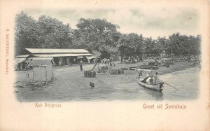 KALI PELIGIRIAN GROET UIT SOERABAJA SURABAYA INDONESIA POSTCARD (c. 1900)