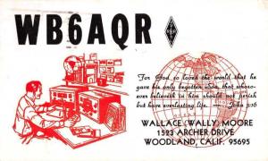 Woodland California WB6AQR Radio Correspondence Antique Postcard K73295