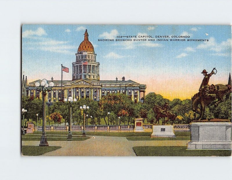 Postcard State Capitol Showing Monuments Denver Colorado USA