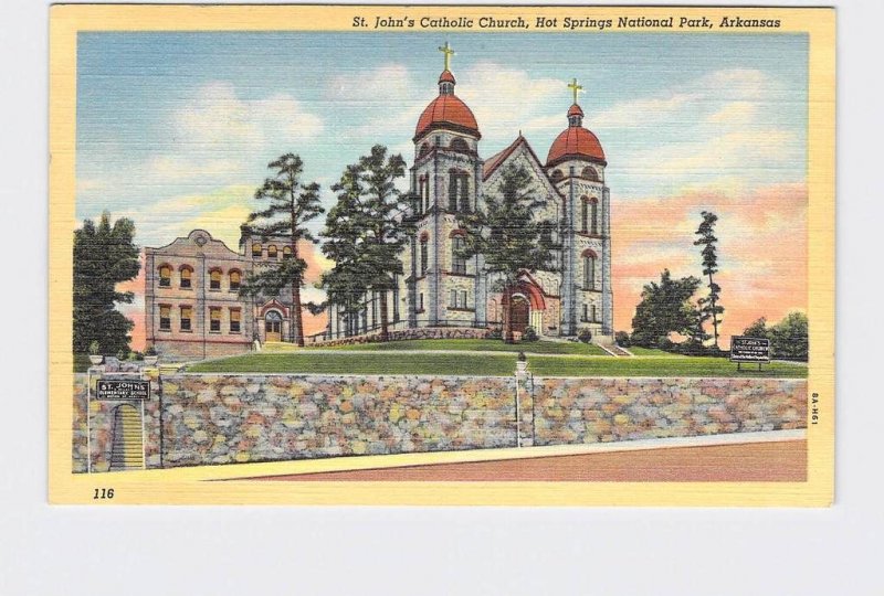 VINTAGE POSTCARD NATIONAL STATE PARK HOT SPRINGS ST JOHNS CATHOLIC CHURCH ARKANS