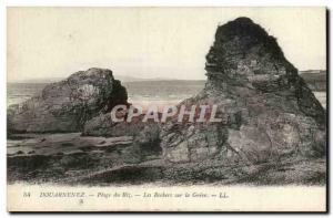 Douarnenez Old Postcard Rice Rocks Beach on Greve