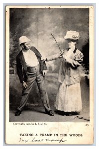 Taking A Tramp Into the Woods Hobo Comic L & M O 1908 DB Postcard P21