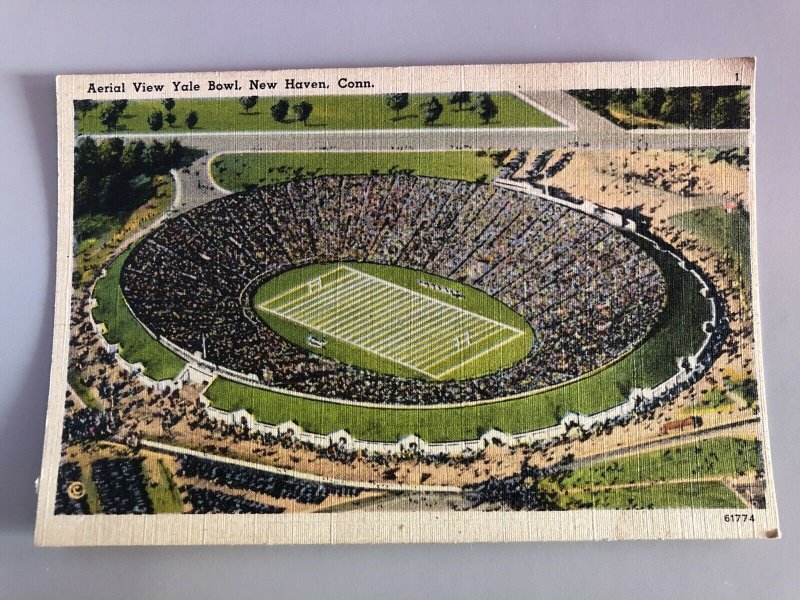 1940s YALE BOWL New Haven Aerial View Football Stadium Connecticut Postcard