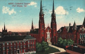 USA Cathedral Square Fort Wayne Indiana Vintage Postcard B92 