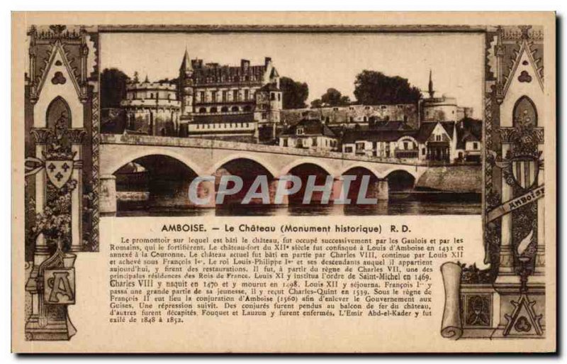 Old Postcard Amboise Chateau