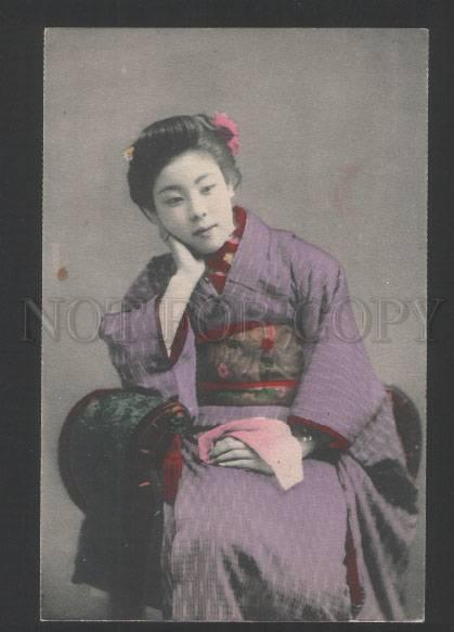 119406 Japan GEISHA girl w/ Scarf Vintage tinted PC